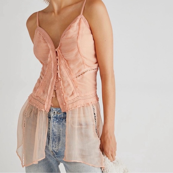 Free People Tops - Free People Leah Chiffon tunic Top in Peach